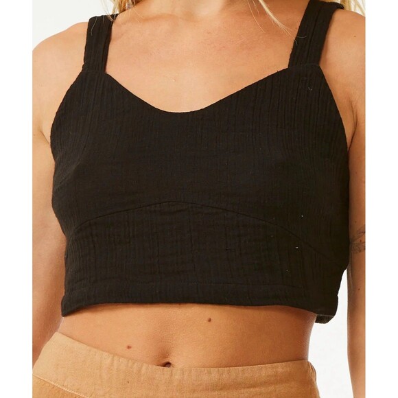 RIP CURL Premium Surf Crop In Black Sz Medium New - Picture 1 of 9